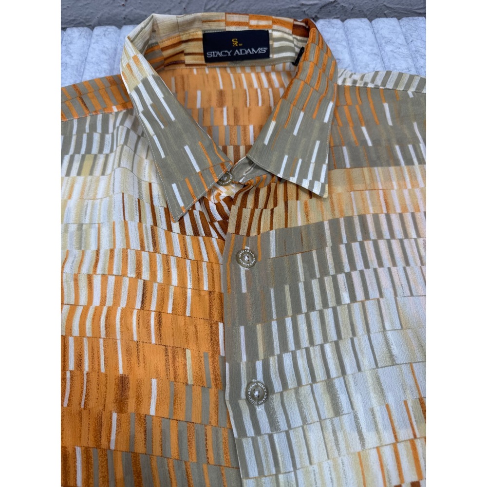 Stacy Adams Mens Short Sleeve Button Shirt Canyon Geometric Abstract‎ XYRG1-7315